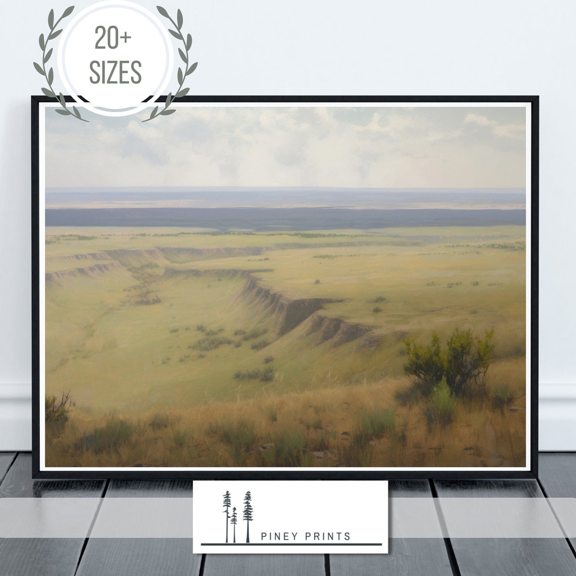 Prairie Valley Wide Open Grassland Distant Bluffs Landscape Poster - Image 4