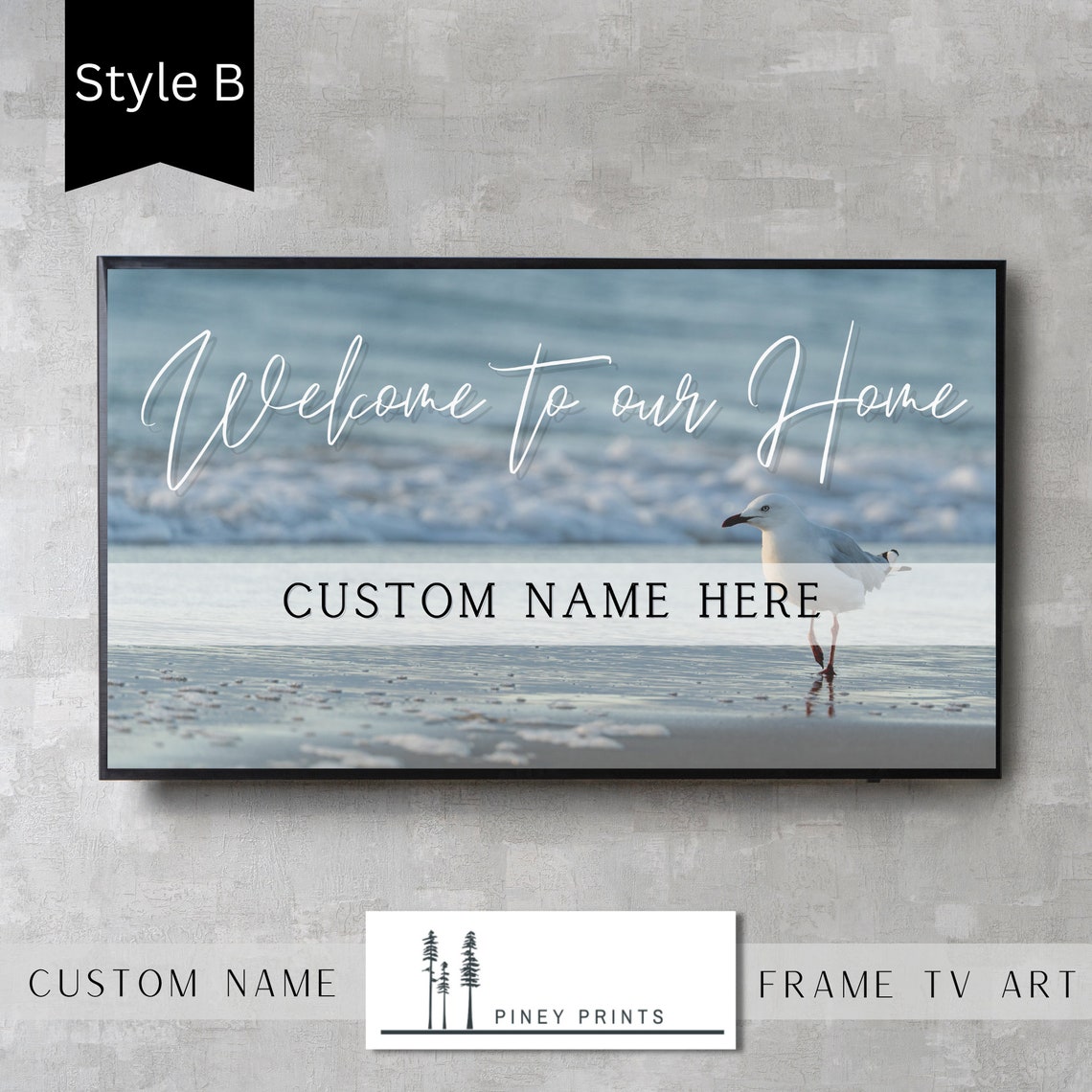 Personalized Welcome Home Beach Seagull Custom Name Coastal Poster - Image 4