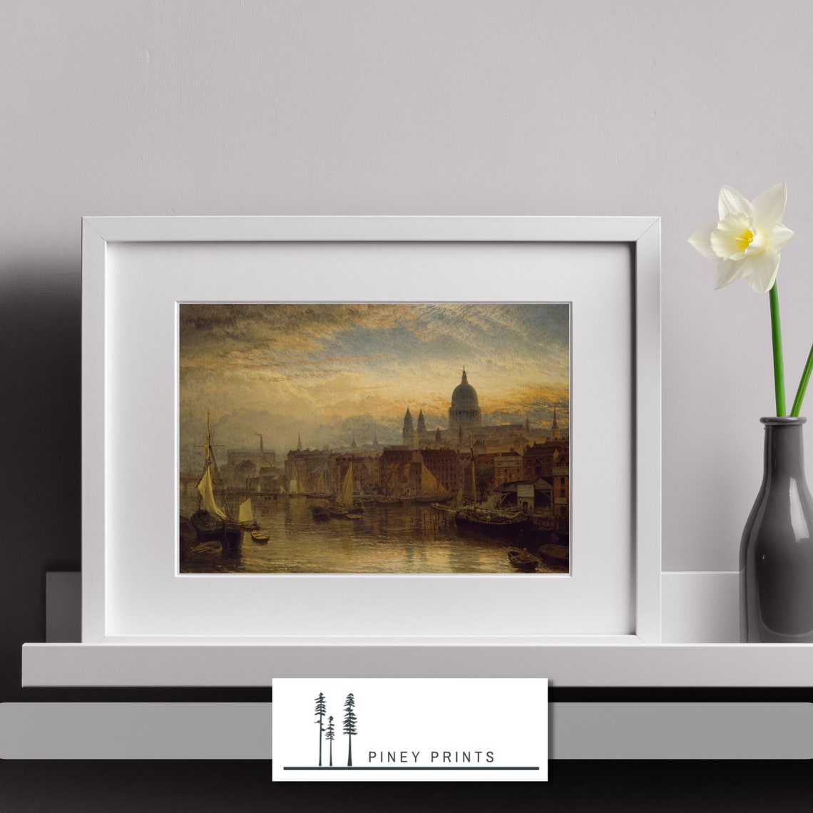 St Pauls Cathedral Vintage London Thames Sunset Cityscape Poster - Image 3