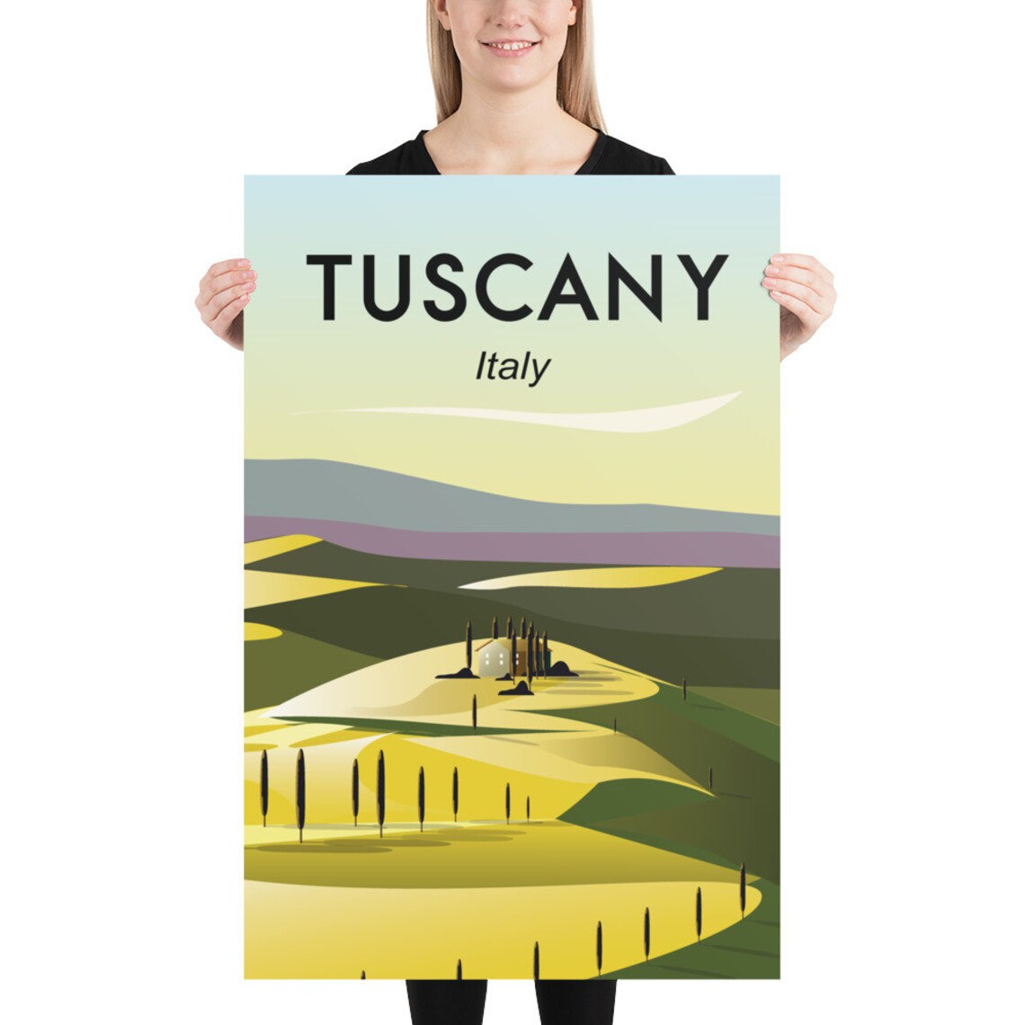 Tuscany Italy Rolling Cypress Hills Countryside Travel Poster - Image 2