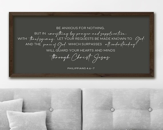 Be Anxious For Nothing Philippians 4:6-7 Dark Gray Scripture Poster