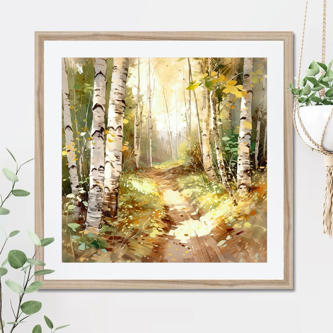 Birch Woods Watercolor Art Print, Fall Landscape - Image 4