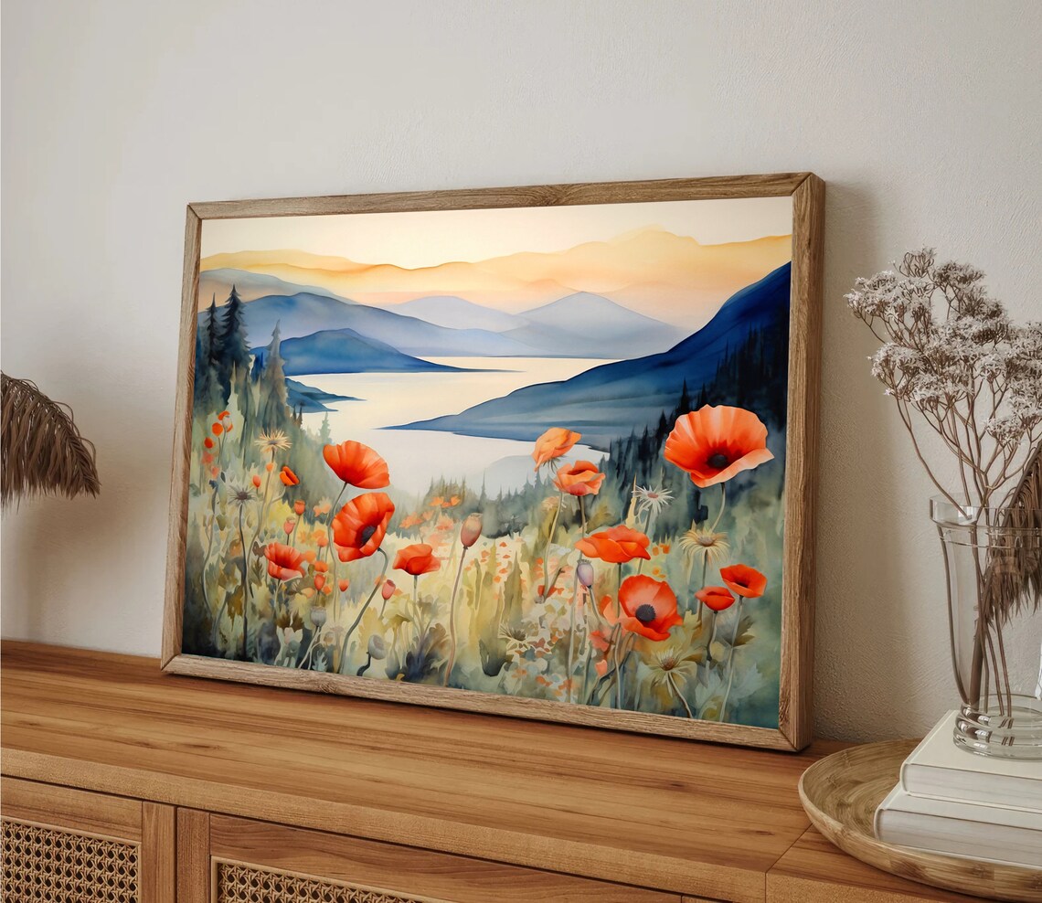 Columbia Gorge Watercolor Landscape Art Print - Image 5