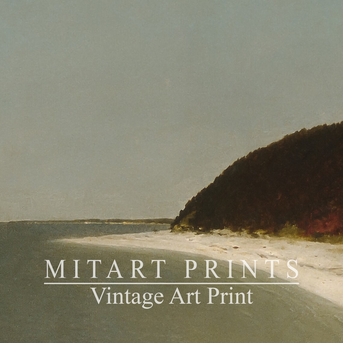 Muted Coastal Painting, Vintage Neutral Beach Art Print - Image 4
