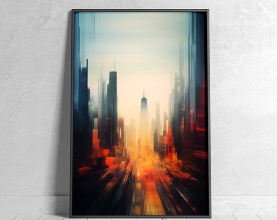 Impressionist Urban Landscape Print Wall Art Moody Cityscape Poster Abstract Modern Art Painting Nyc Artwork