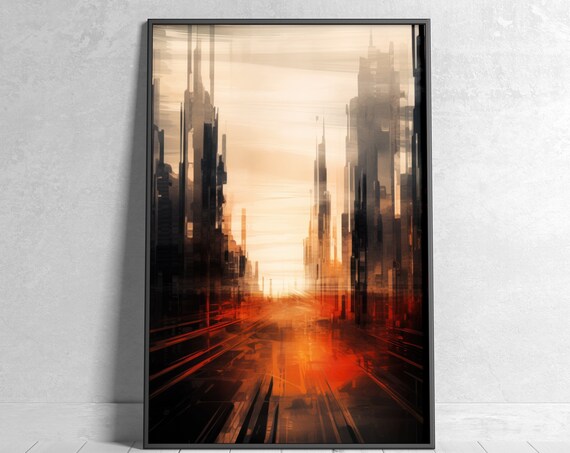 Modern Impressionist Cityscape Painting Sunset Boulevard Art Poster