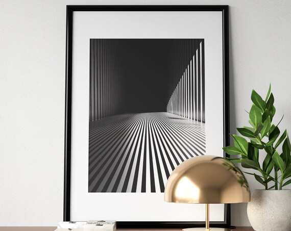 Black White Geometric Art Print Modern Wall Art Abstract Monochrome Wall Decor Surreal Architecture Poster