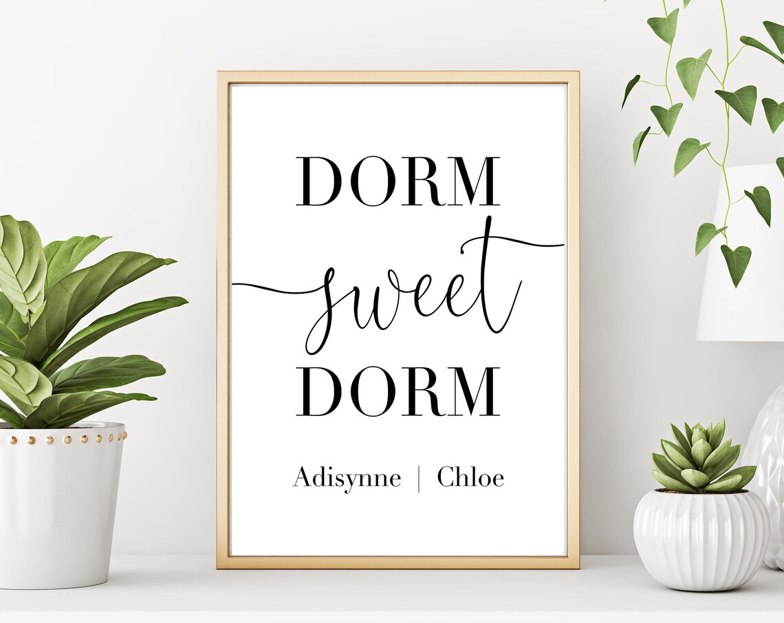 Dorm Sweet Dorm Personalized College Dorm Room Door Sign Wall Art