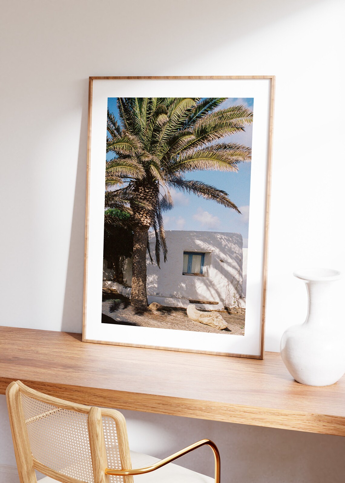 La Graciosa Canary Islands Palm Tree Island House Color Travel Poster - Image 4