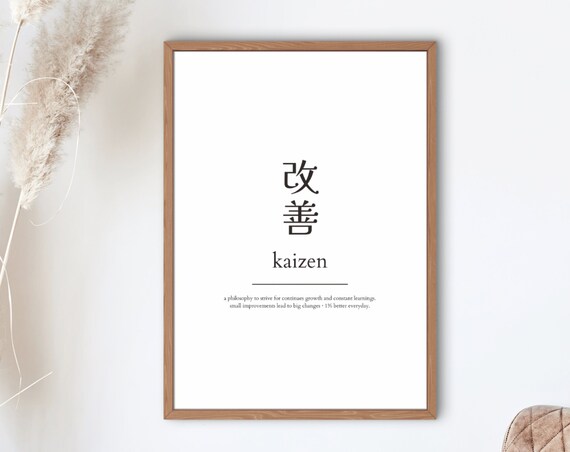 Kaizen Japanese Kanji 1% Better Everyday Minimalist Definition Print