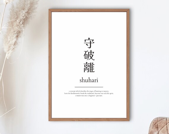 Shuhari Japanese Kanji Definition Stages of Learning Mastery Art Print
