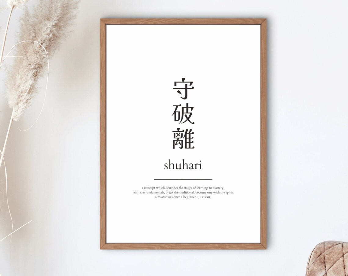 Shuhari Japanese Kanji Definition Stages of Learning Mastery Art Print