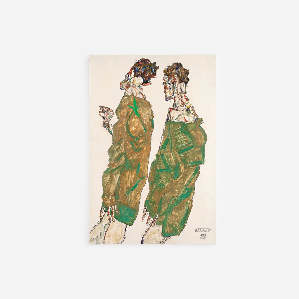 Egon Schiele Devotion 1913 Expressionist Two Figures Art Poster - Image 4