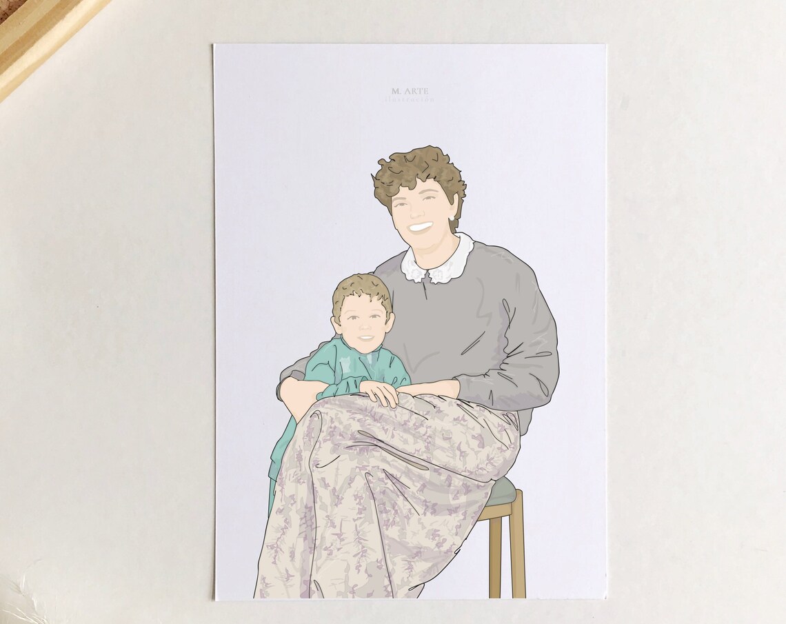 Mother's Day Gift Idea, Custom Portrait Illustration