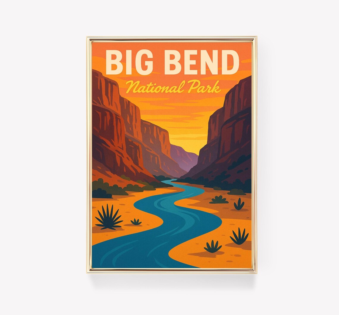 Big Bend Texas Vintage Travel Poster, Wall Art Print