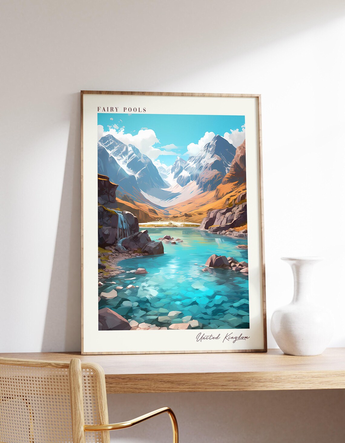 Fairy Pools Travel Poster, United Kingdom