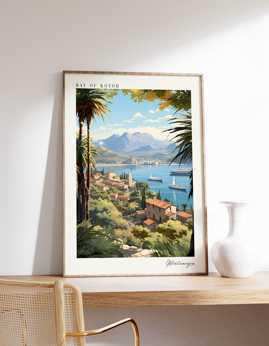 Bay of Kotor Montenegro Adriatic Coastal Village Travel Poster