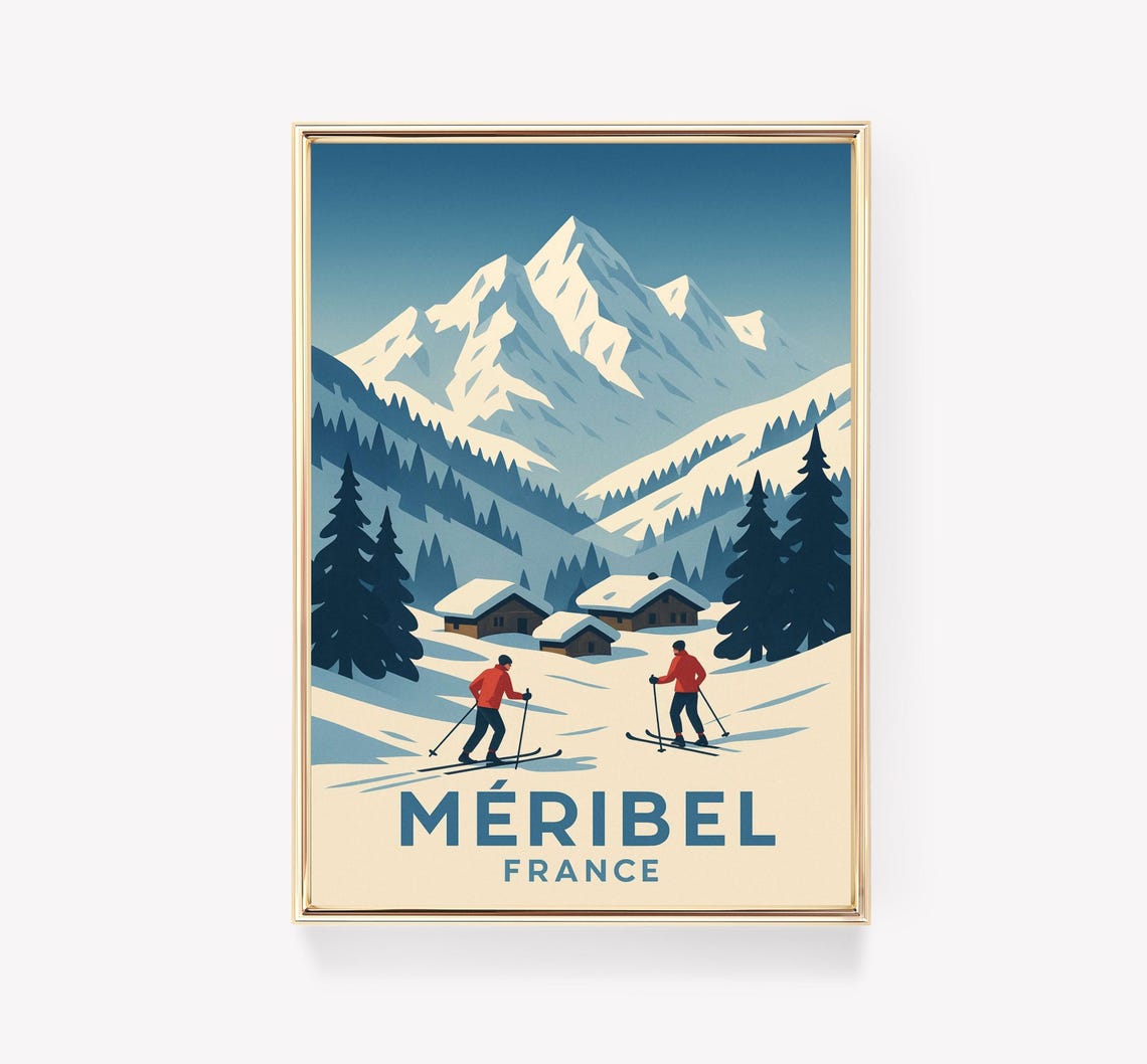 Mribel Travel Poster, Vintage Ski Print