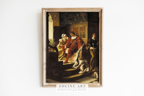 Edmund Leighton Duty 1883 Renaissance Youth Lute Painting Poster