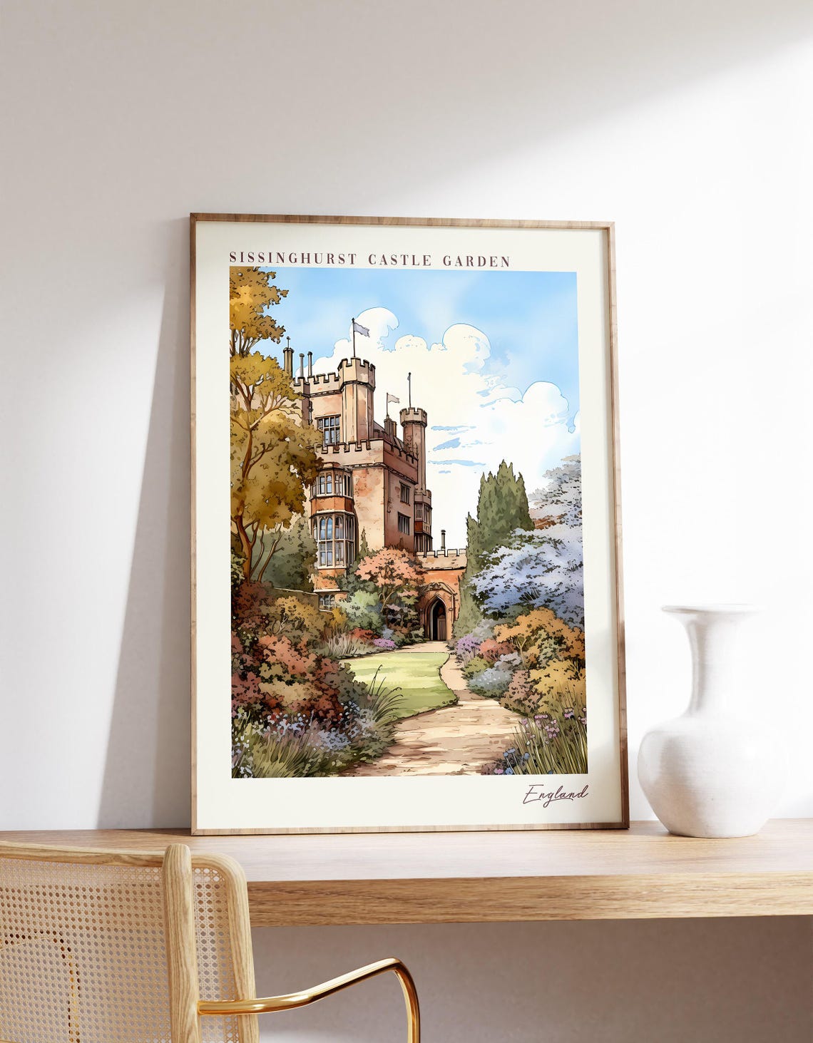 Sissinghurst Castle Garden England Travel Poster Bloom Garden Artwork