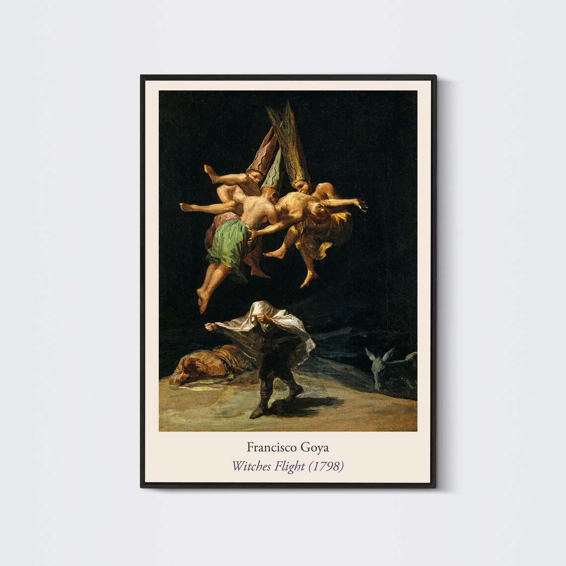 Francisco Goya Witches Flight 1798 Exhibition Poster Beige Vintage Art Minimalist Bedroom Various Size Wall Gift