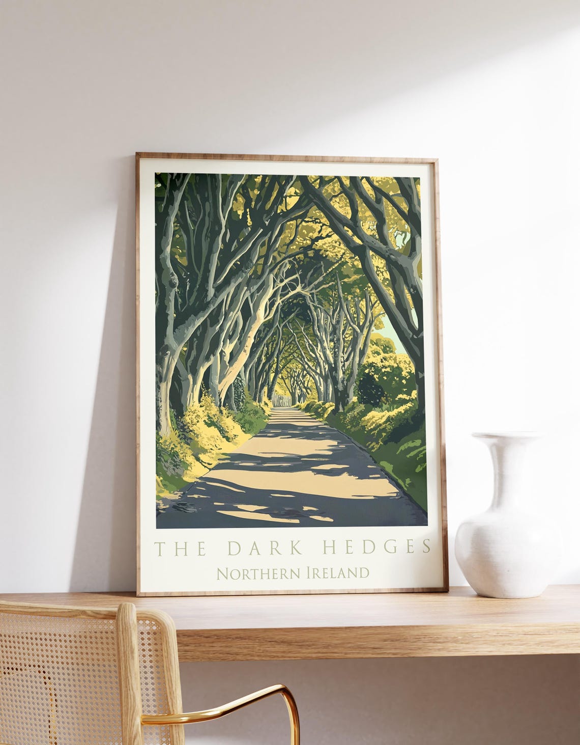 The Dark Hedges Northern Ireland Tree Tunnel Vintage Travel Poster