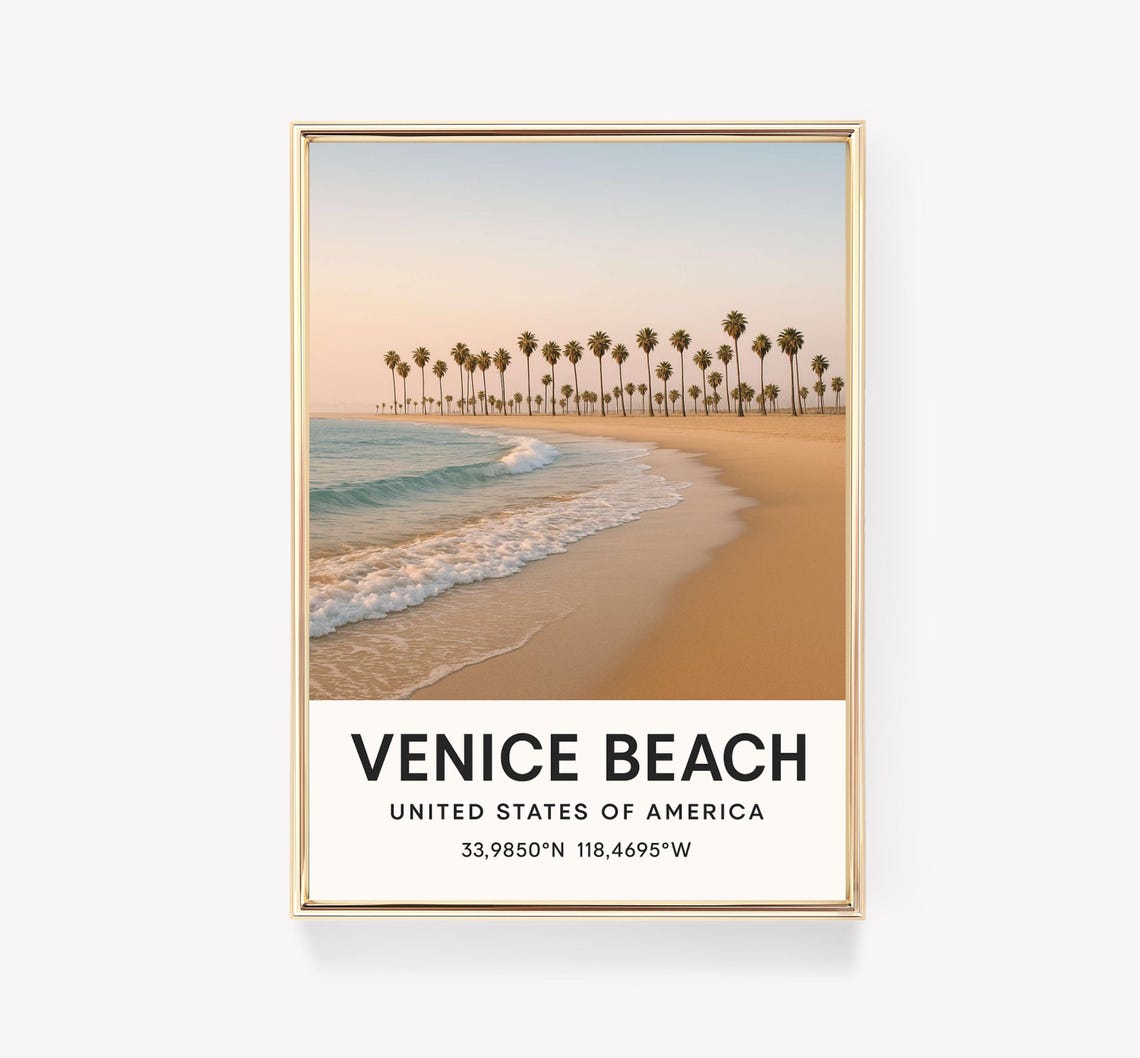 Venice Beach California Palm Trees Minimal Photography Wall Art