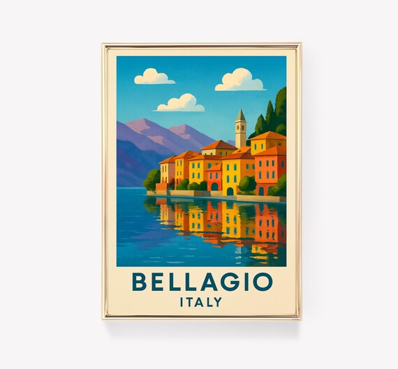 Bellagio Travel Poster, Italy Art Print