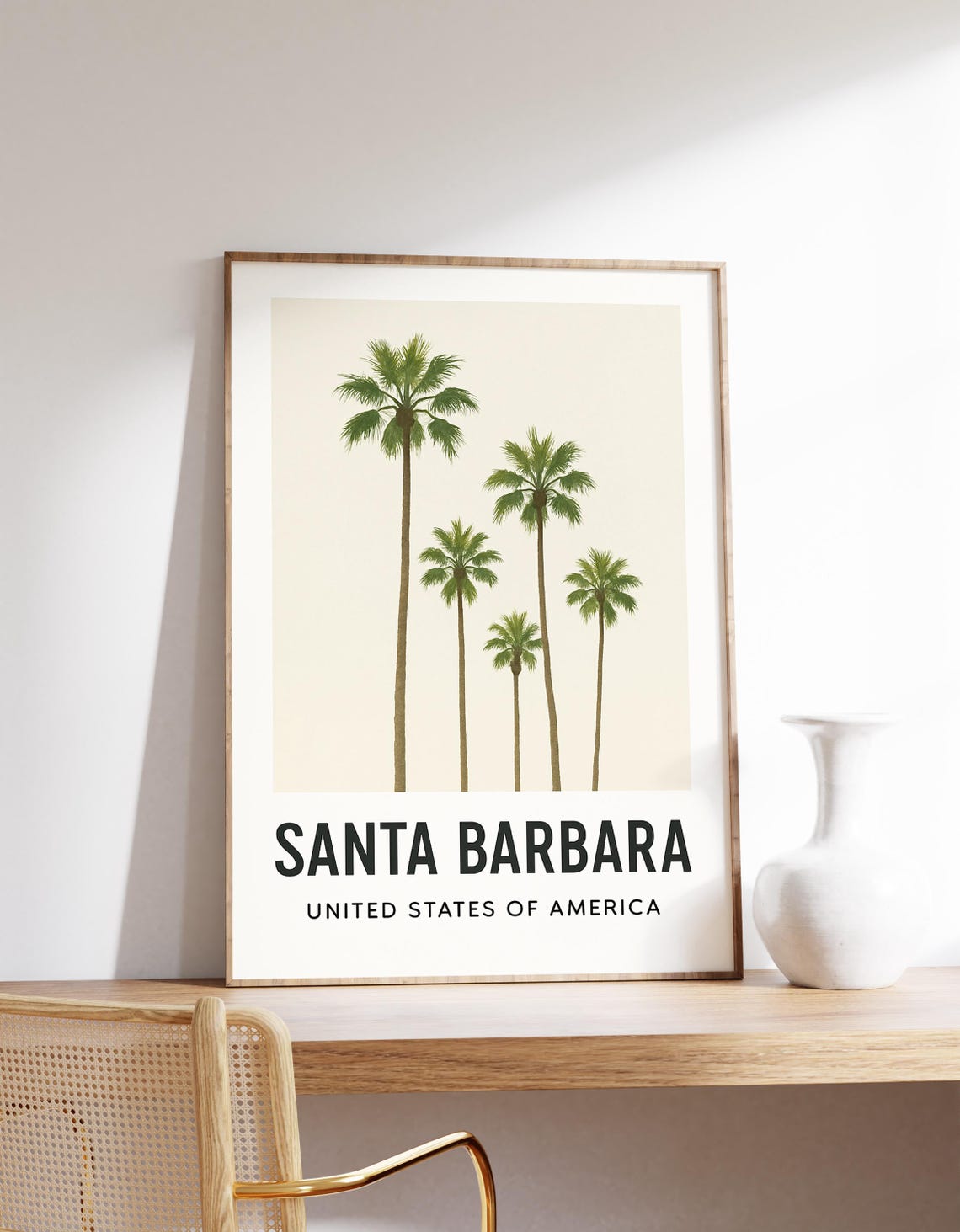 Santa Barbara California Palm Trees Minimalist Travel Wall Poster