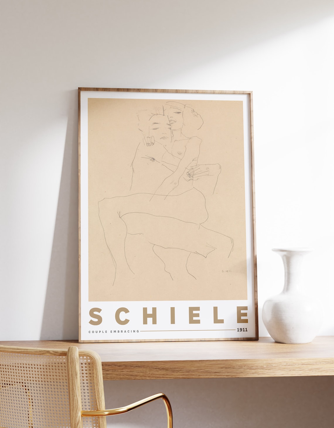 Egon Schiele Couple Embracing 1911, Art Print
