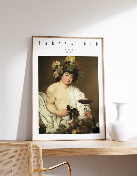 Dark Academia Art Caravaggio Painting Bacchus Baroque Wall