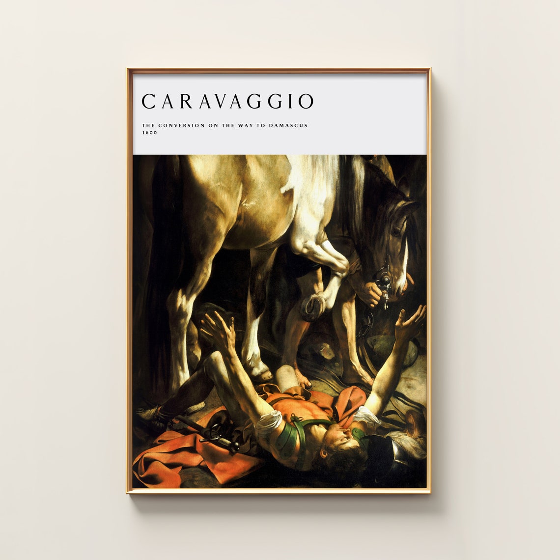 Caravaggio The Conversion on the Way to Damascus 1600 Art Poster