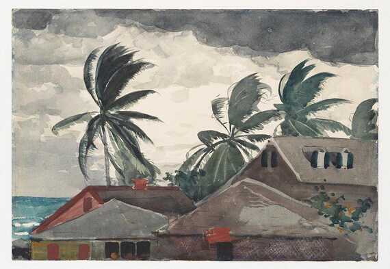 Winslow Homer Hurricane Bahamas 1898 Storm Watercolor Painting Poster
