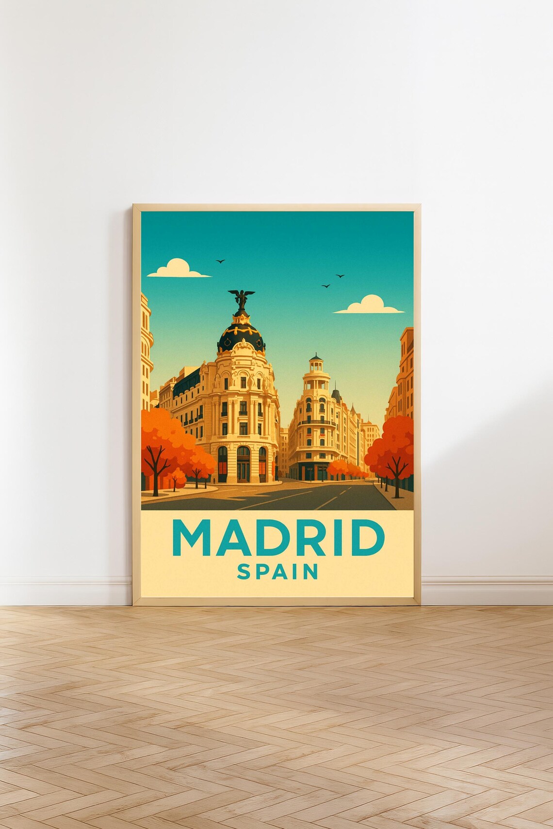 Madrid Vintage Travel Poster, Spain Retro Decor