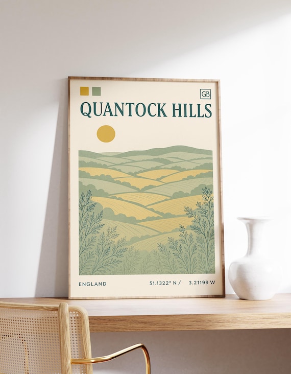 Quantock Hills England Rolling Countryside Minimalist Poster