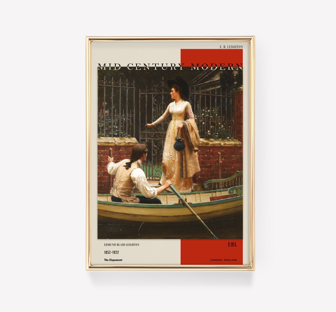Edmund Blair Leighton The Elopement Rowboat Exhibition Poster