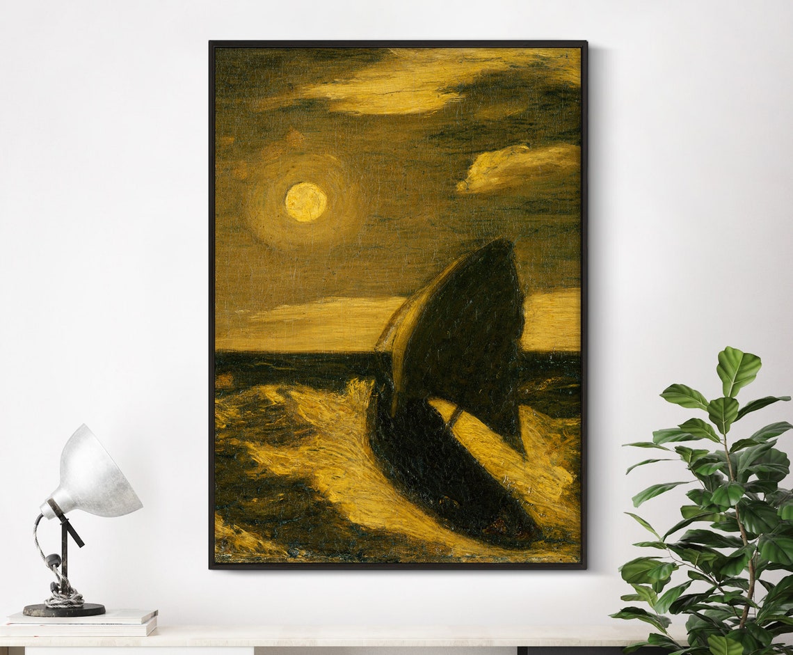 Albert Pinkham Ryder The Toilers Moonlit Sailboat Golden Sea Poster