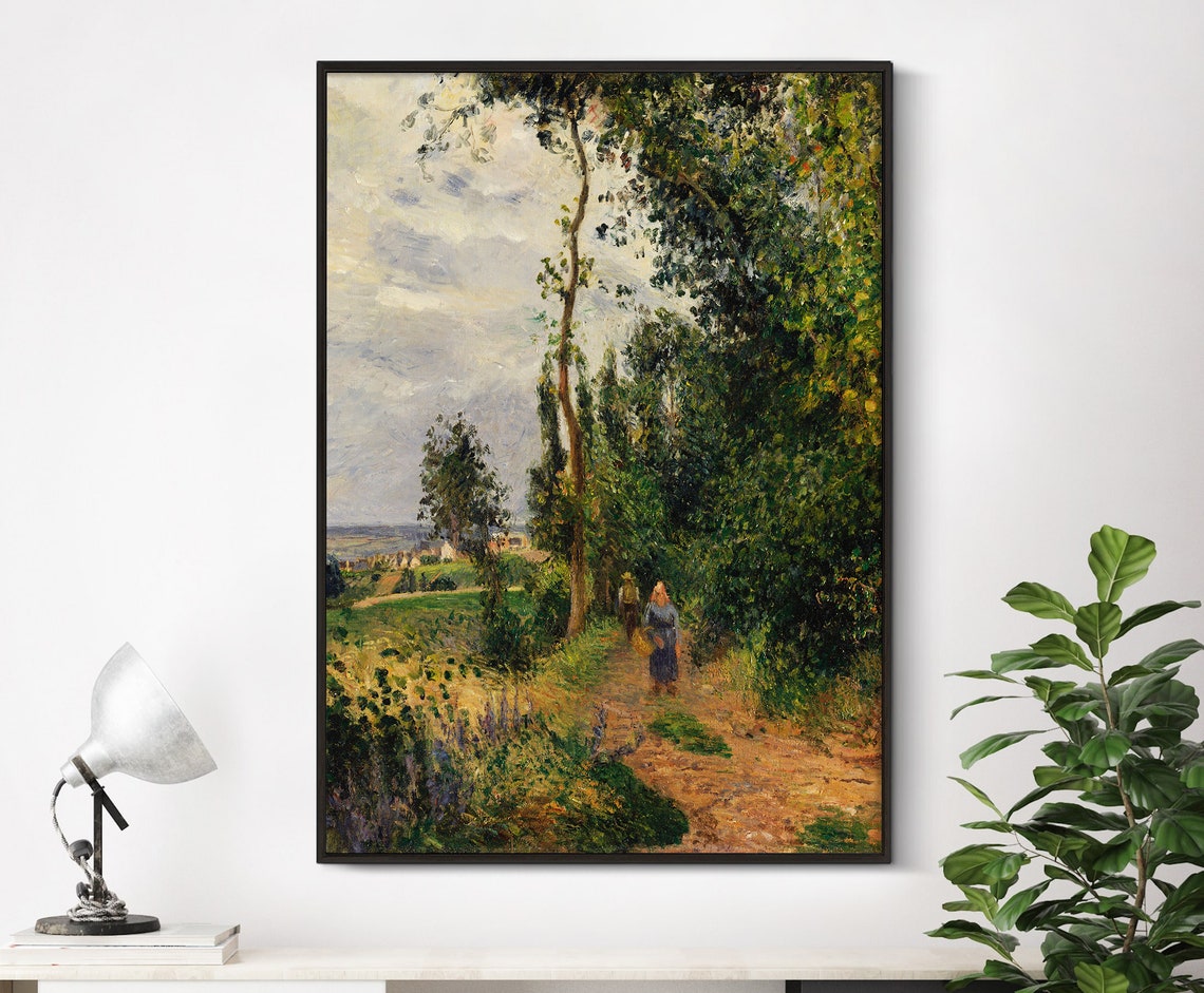 Pissarro Wooded Path With Two Figures Impressionist Forest Poster
