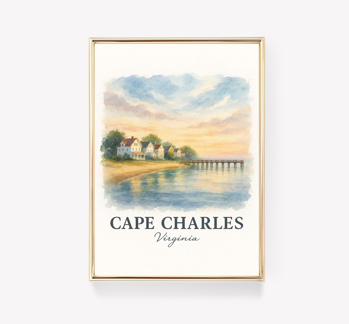 Cape Charles Travel Poster, Virginia Coastal Decor