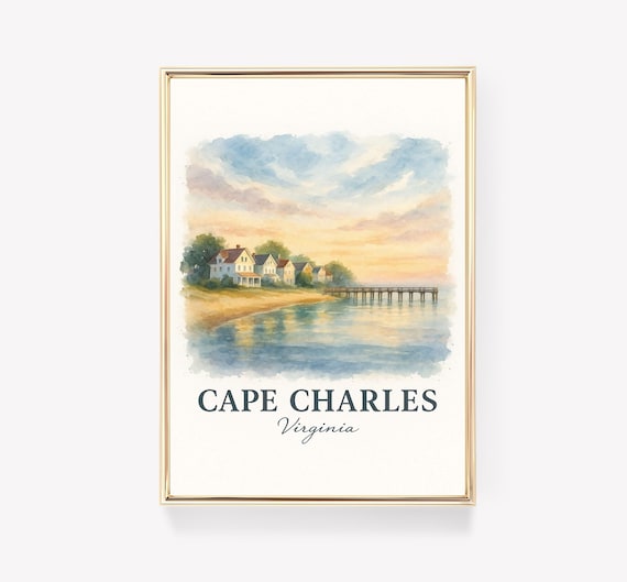 Cape Charles Travel Poster, Virginia Coastal Decor