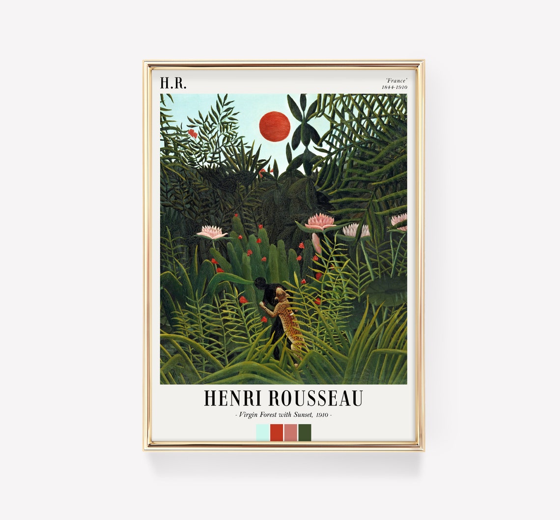 Henri Rousseau Virgin Forest Sunset 1910 Naive Jungle Poster
