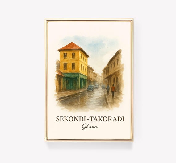 Sekonditakoradi Travel Poster Ghana Wall Art Vintage Print African Decor Gift