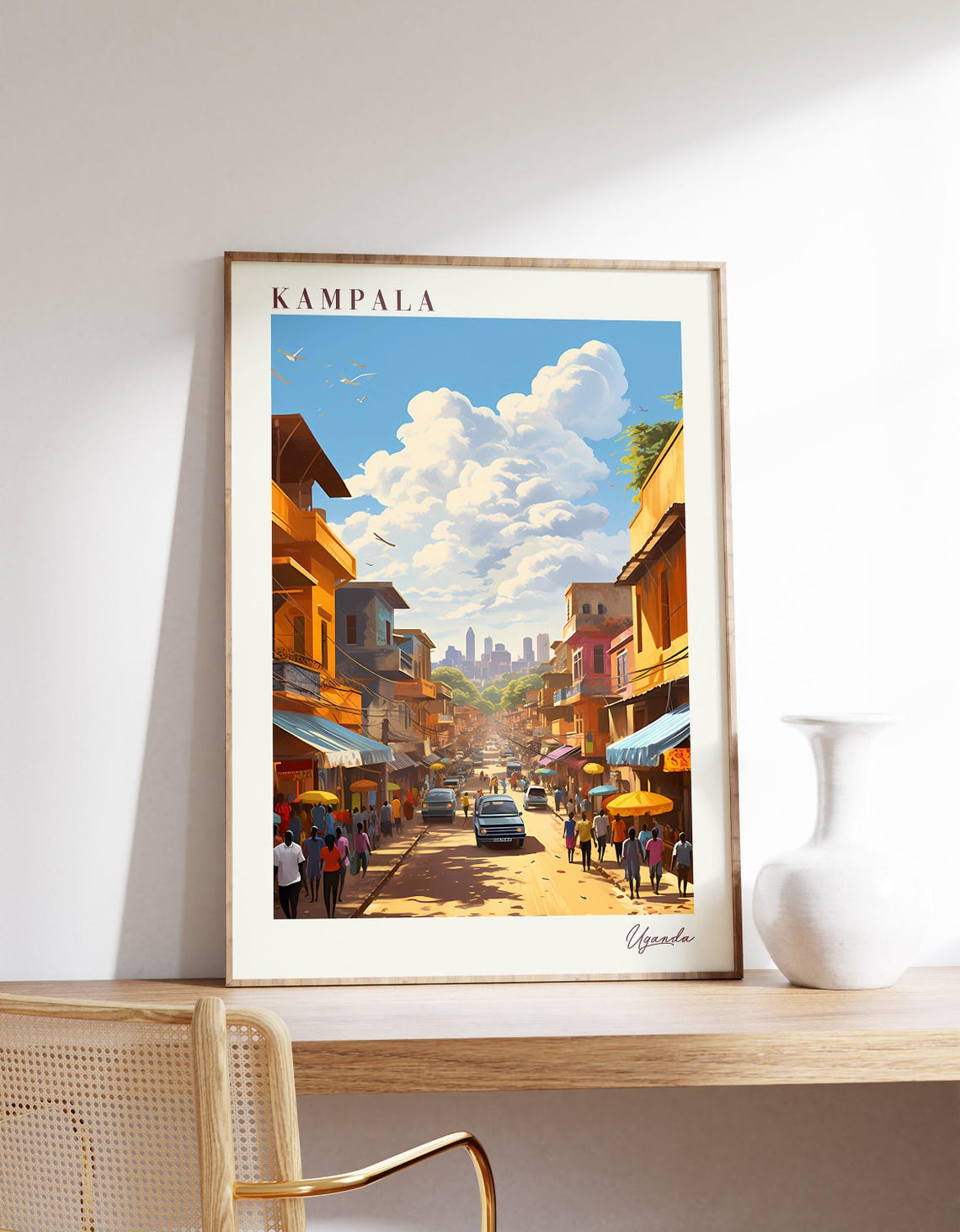 Kampala Uganda Vintage City Street Scene Retro Travel Poster