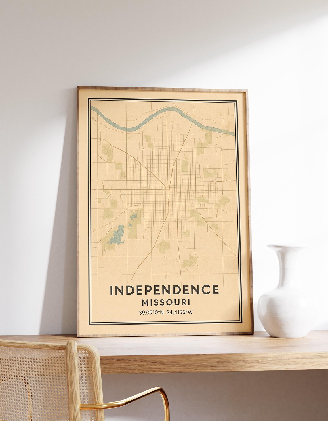 Independence Missouri Map Poster Vintage Print Wall Art City Decor