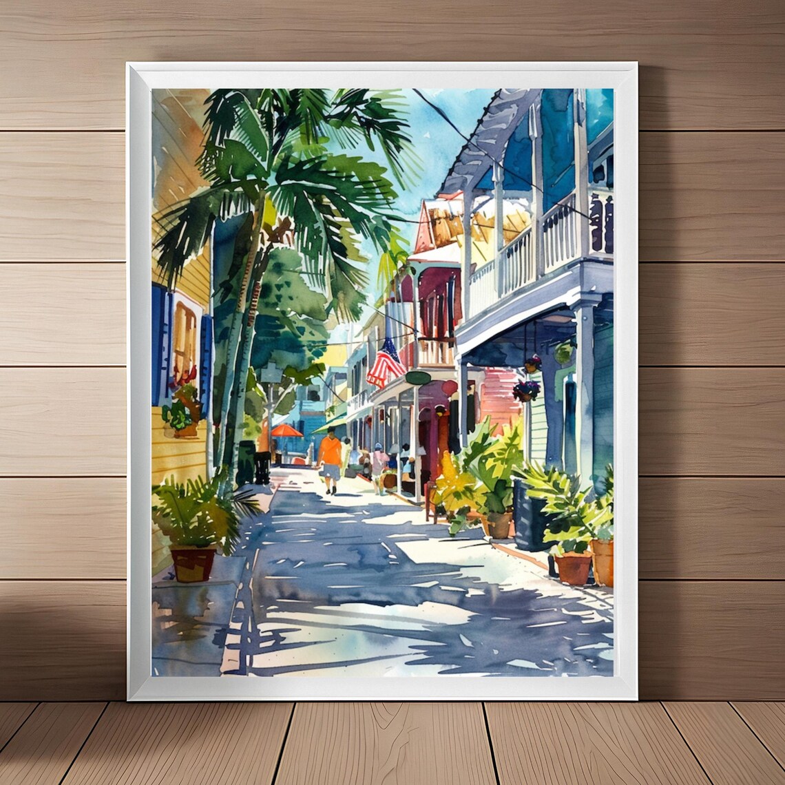 Key West Travel Poster, Florida Keys Watercolor