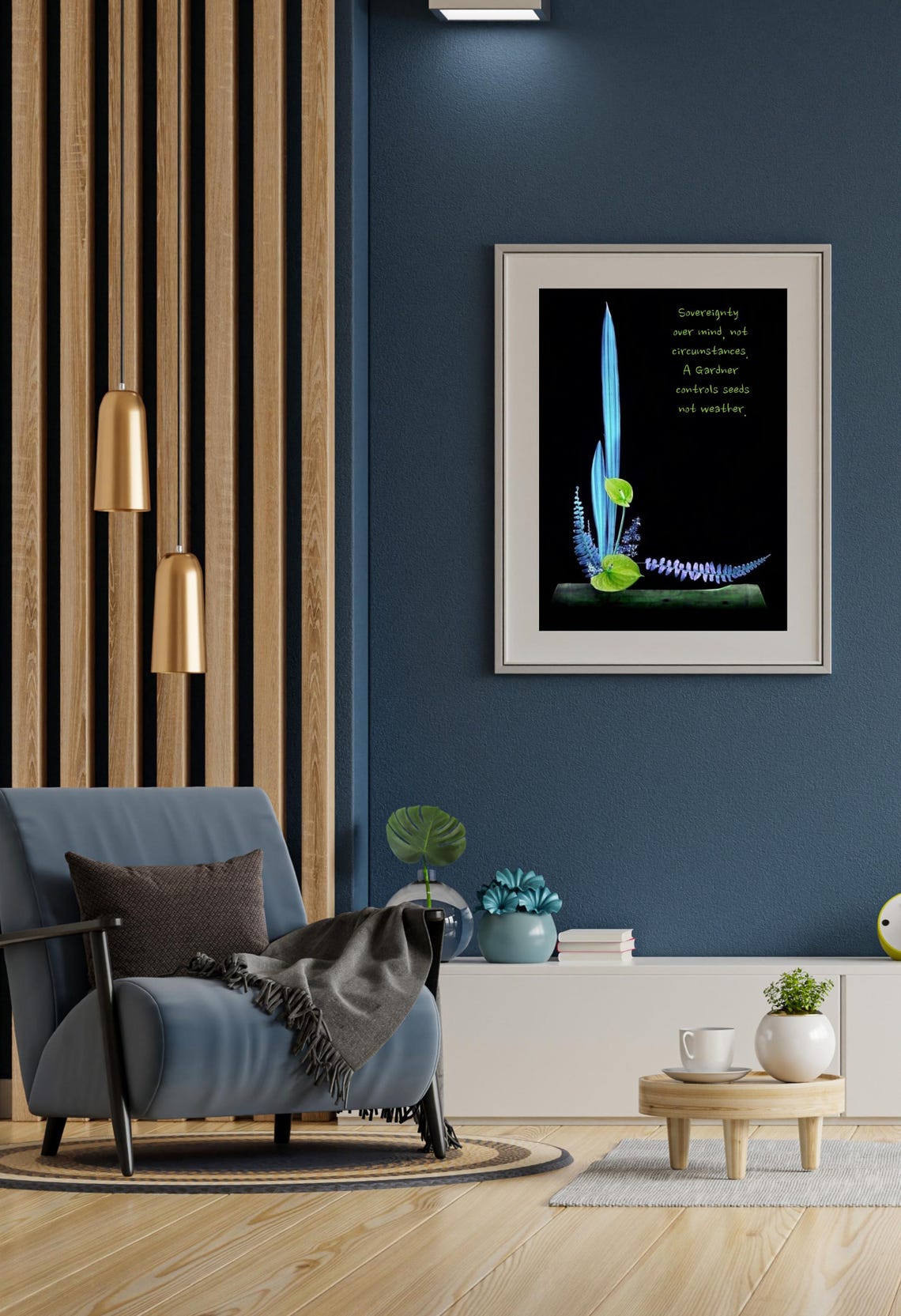 Sovereignty Over Mind Gardener Seeds Neon Botanical Zen Quote Poster