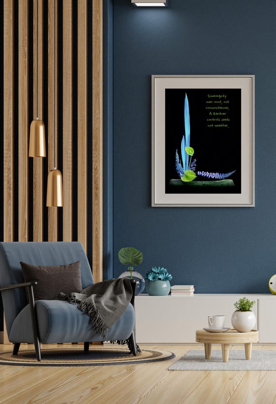 Sovereignty Over Mind Gardener Seeds Neon Botanical Zen Quote Poster