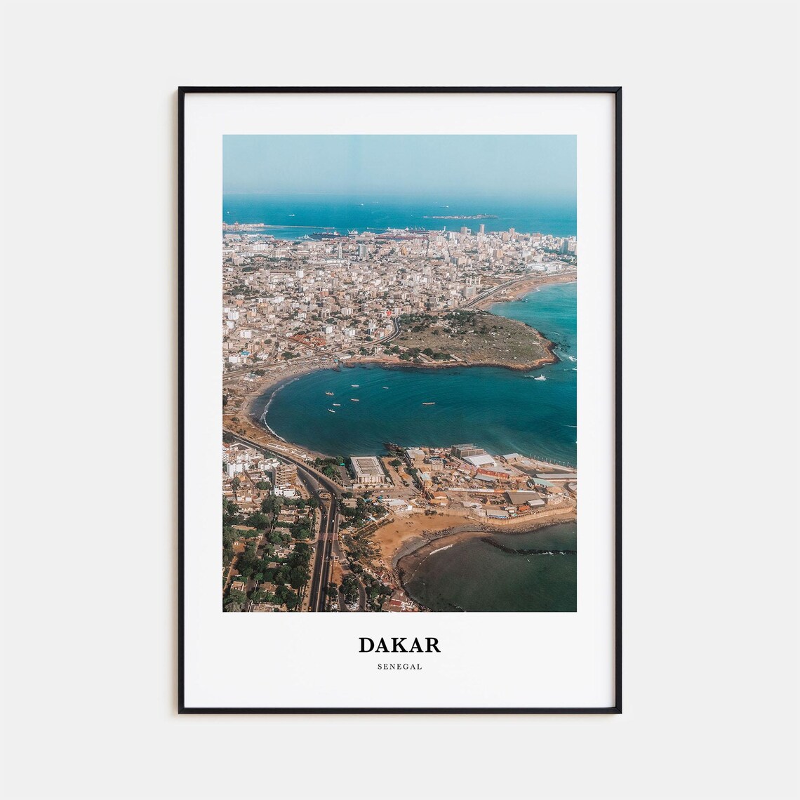 Dakar Senegal Aerial Coastal City View Over the Atlantic Bay Poster