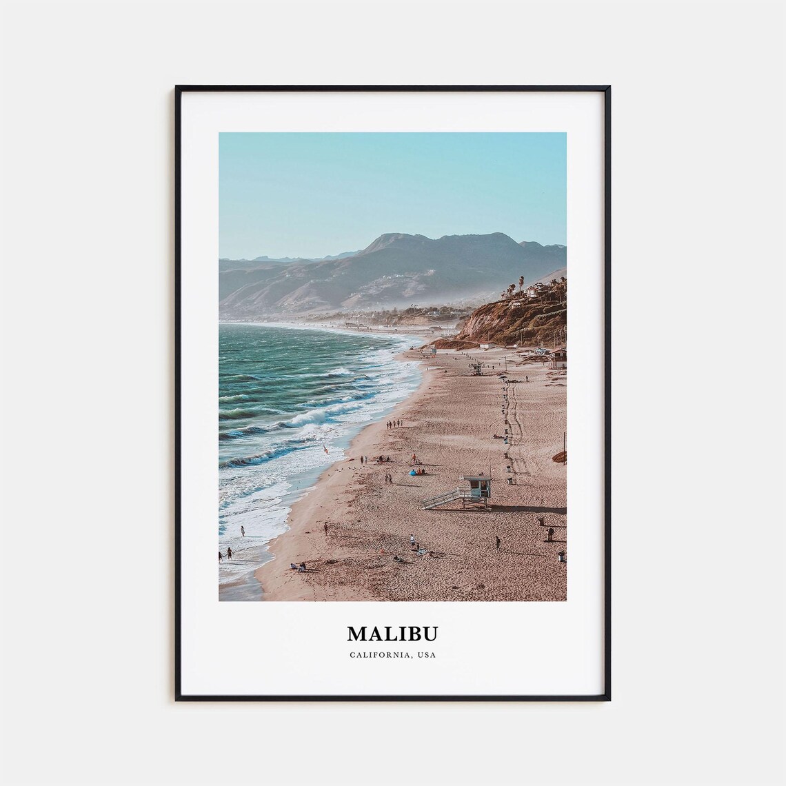 Malibu Travel Poster, California Wall Art Print