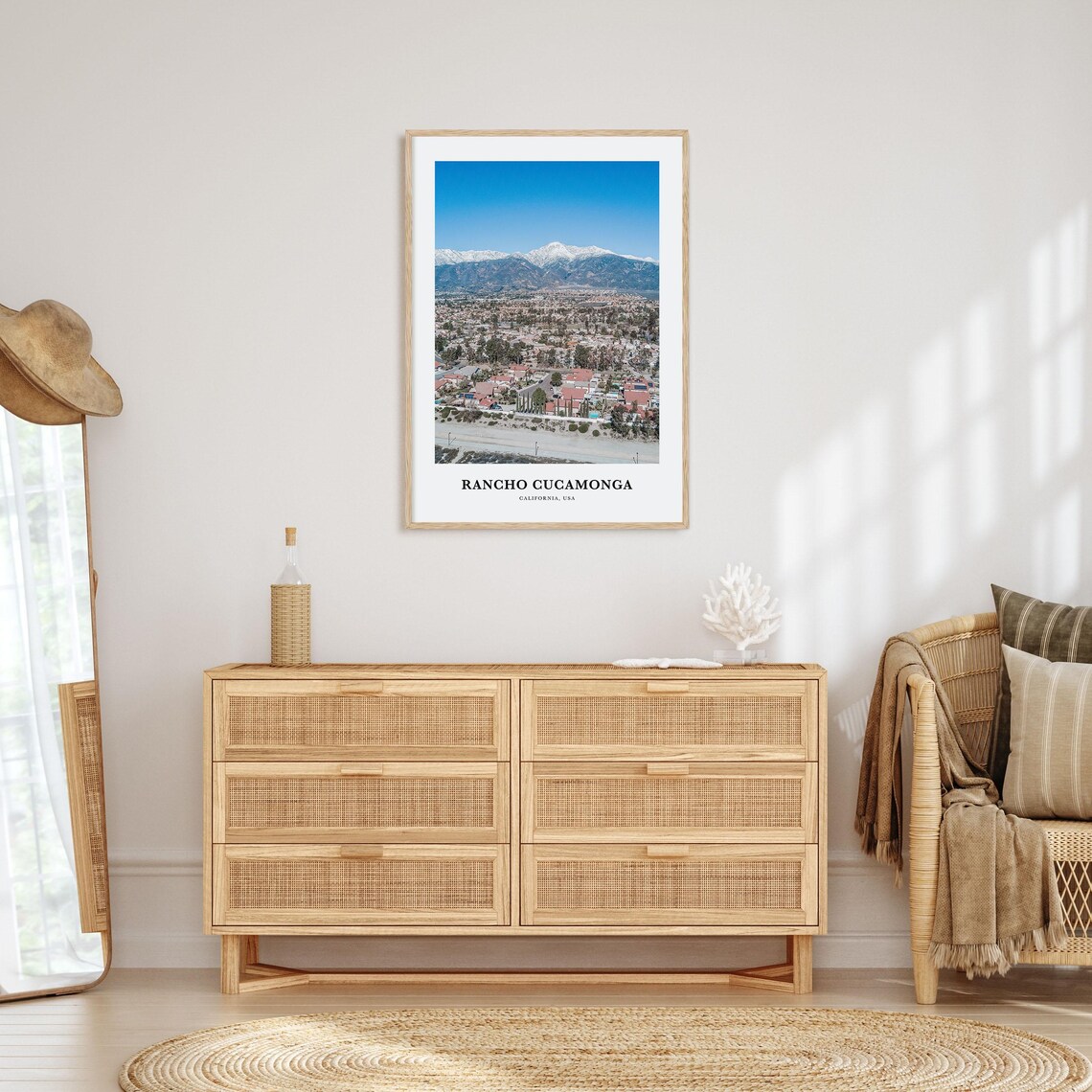 Rancho Cucamonga California Suburbs with Snowy Mountain Peaks Poster - Image 2